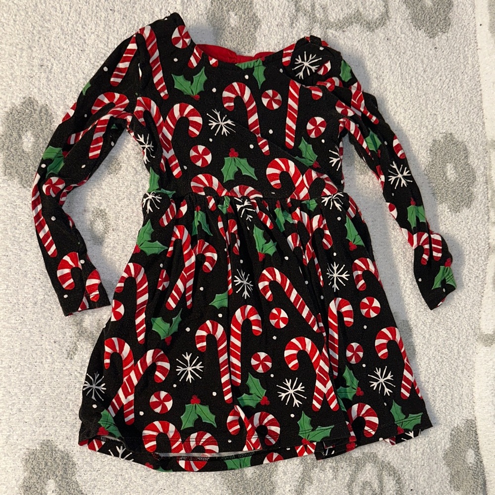 Little Sleepies Candy Cane Holiday Dress - Red, Green, Black